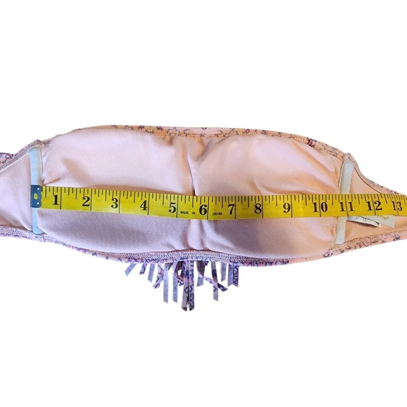 Ninety Five ° Swimsuit Bikini 2 piece Size Small Pink Orange Fringe Top - Picture 7 of 12